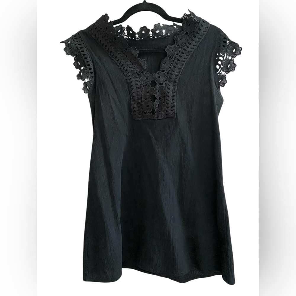Black Lace V-Neck Sleeveless Mini Dress or Shirt